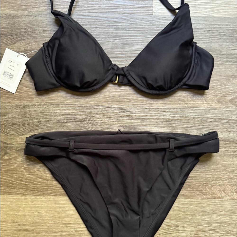 Andie Swim Sicily Top & Riviera Bikini Swimsuit Black Set Size Medium NWT